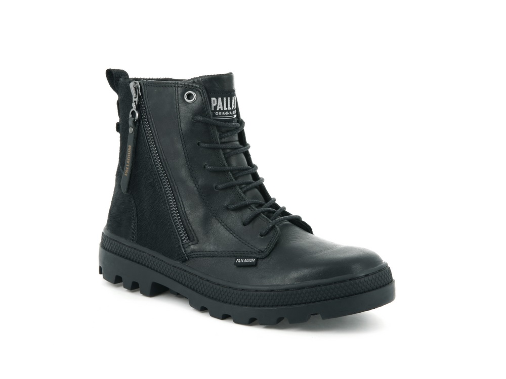 Botas Palladium PALLABOSSE HI ZIP Mujer Negras | Costa Rica-68390